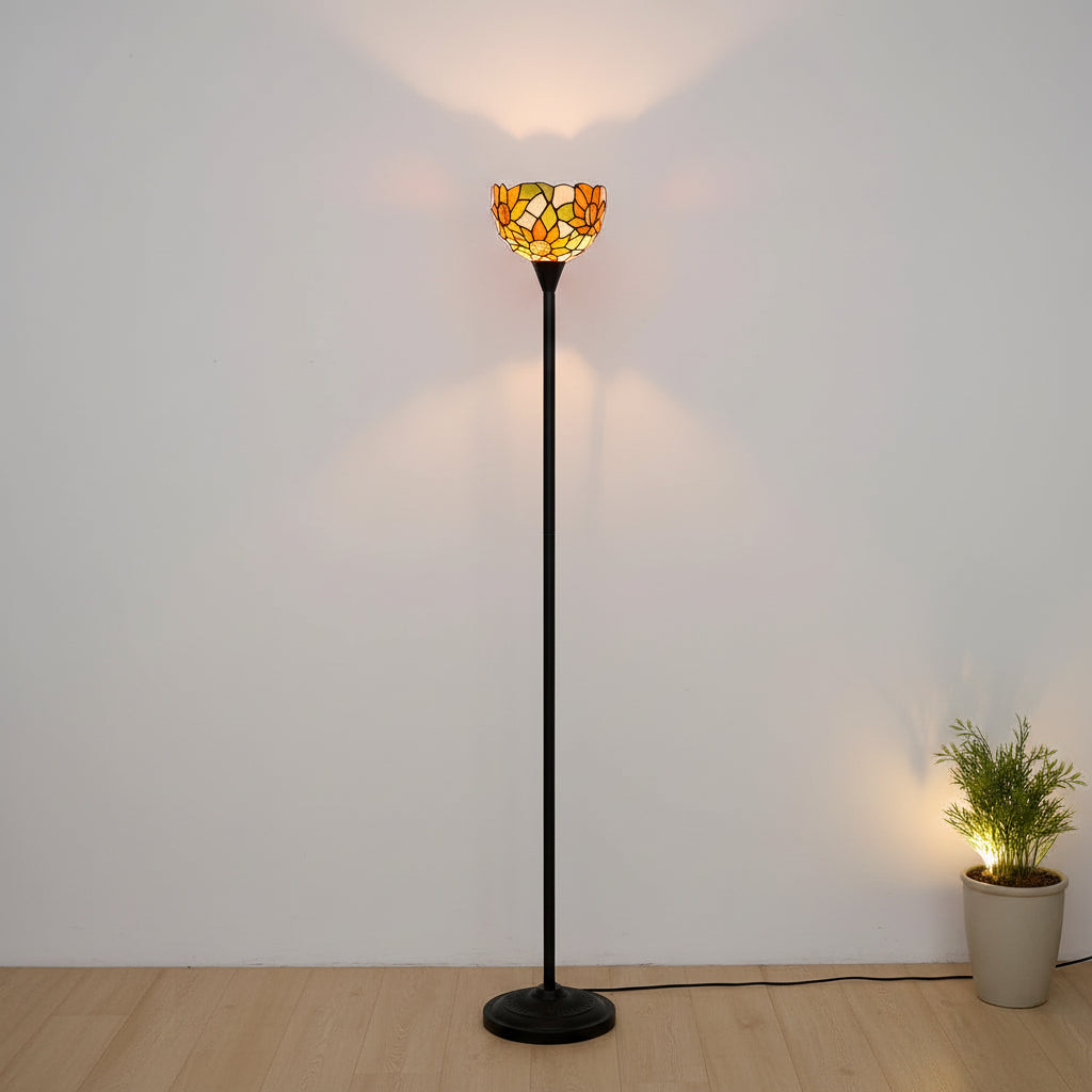 Lampadaire Style Tiffany avec Abat-jour Tournesol
