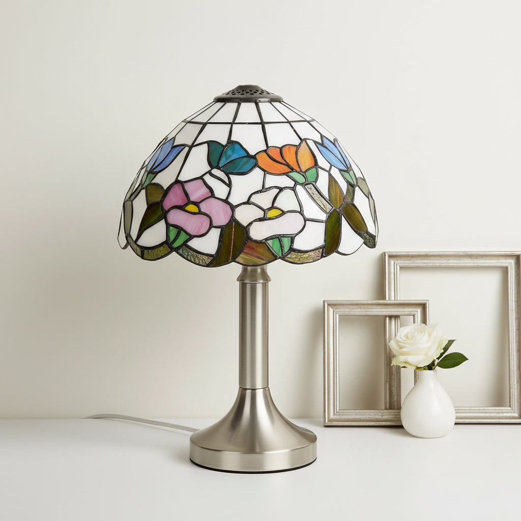 Abat-jour Tiffany en Vitrail Floral Géométrique