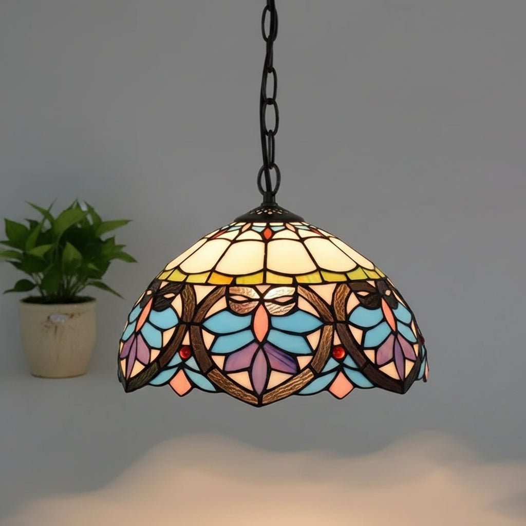 Suspension en Vitrail Tiffany à Motifs Papillons Bleus