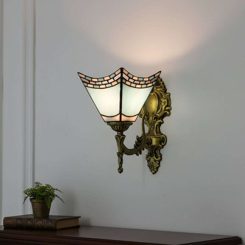 Applique Murale Vintage Type Tiffany en Métal Orné