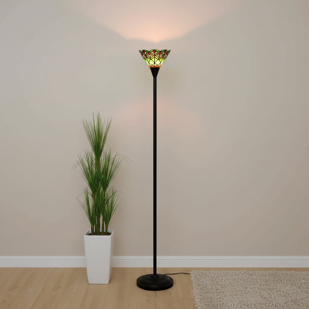 Lampadaire en Vitrail Multicolore Style Tiffany