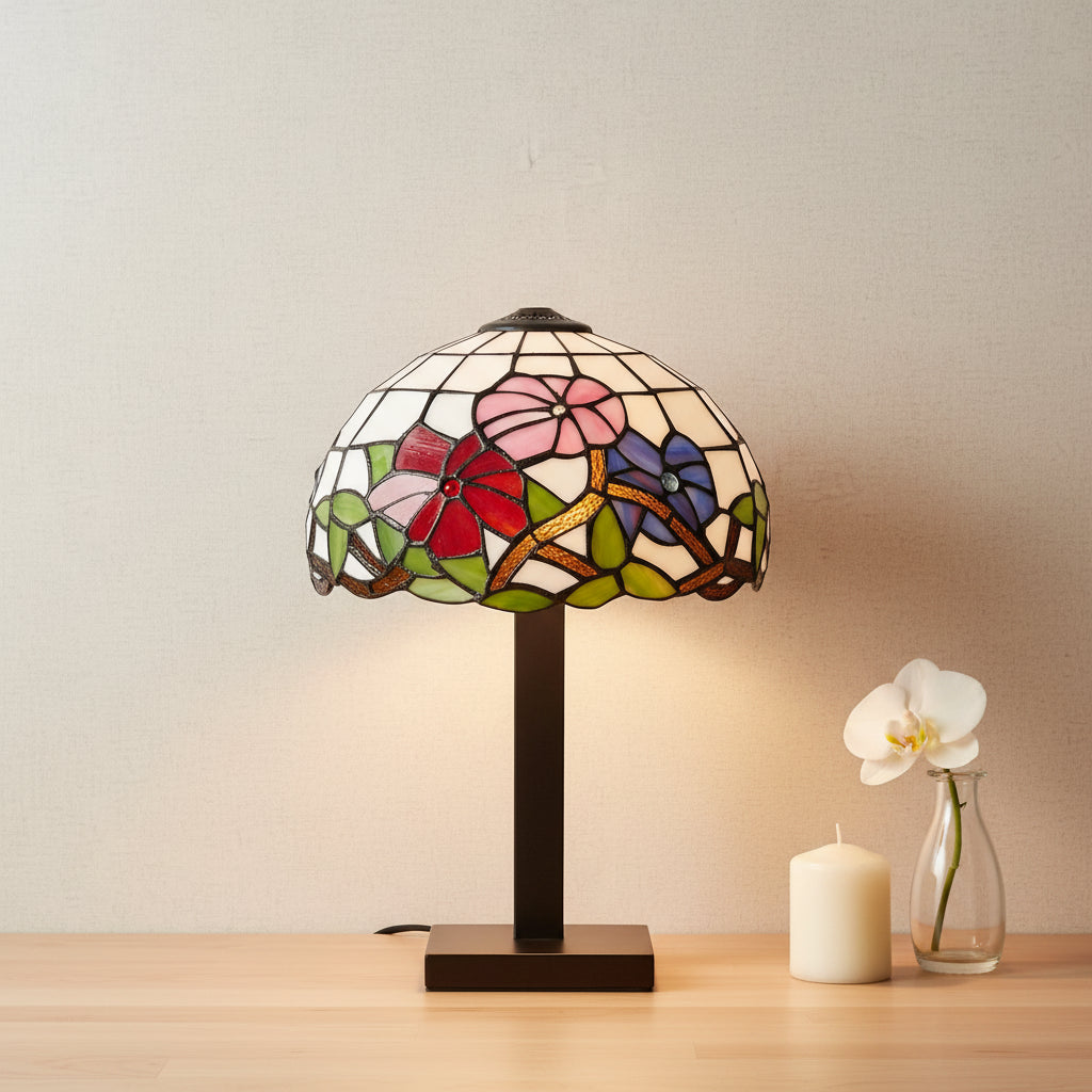 Abat-jour en Vitrail Type Tiffany Floral