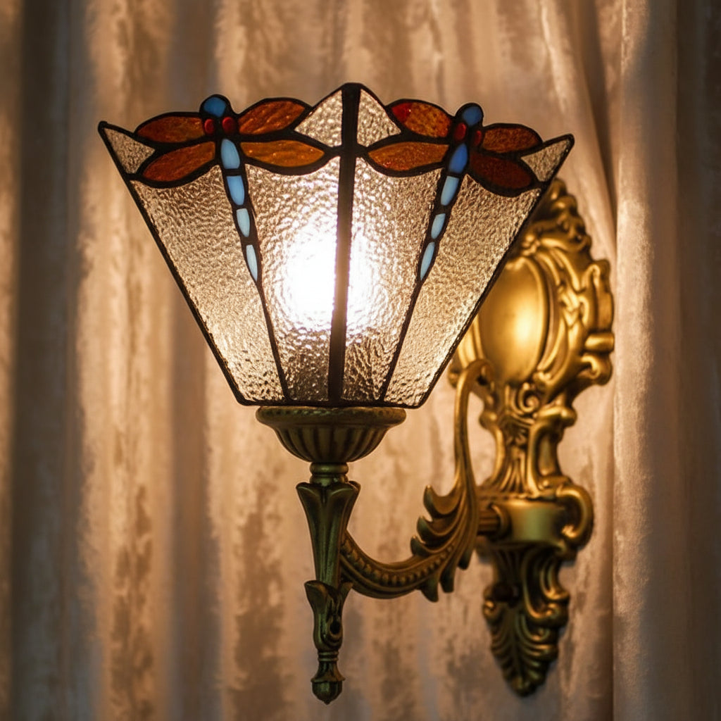 Applique Murale en Verre Teinté Libellules Bronze