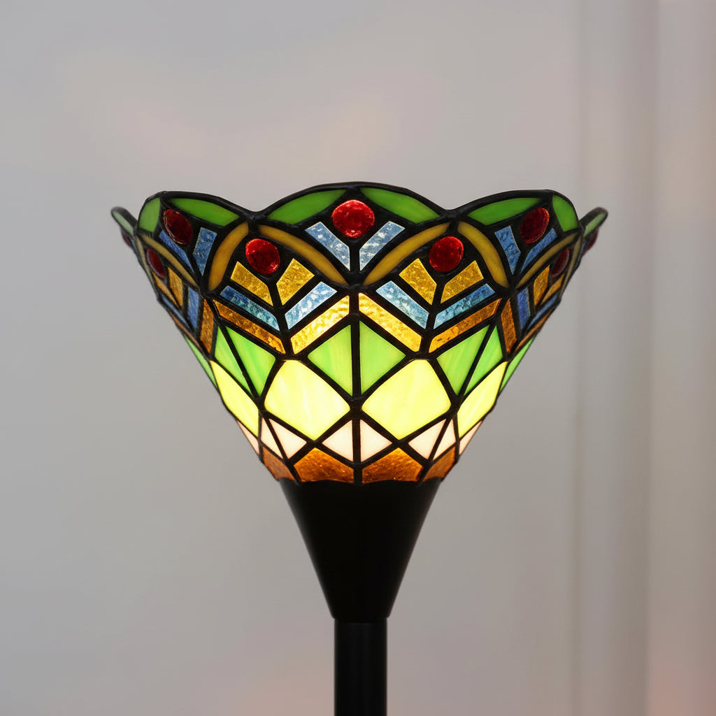 Lampadaire en Vitrail Multicolore Style Tiffany