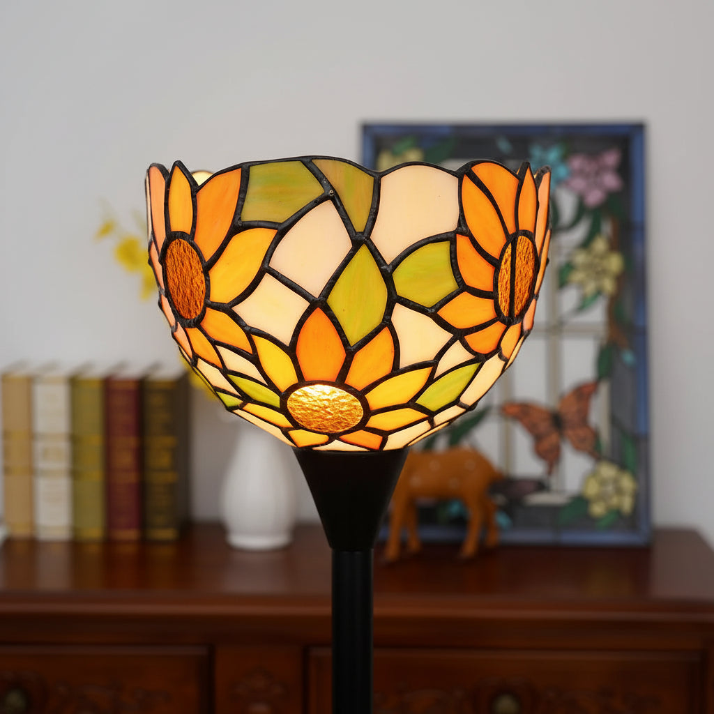 Lampadaire Style Tiffany avec Abat-jour Tournesol