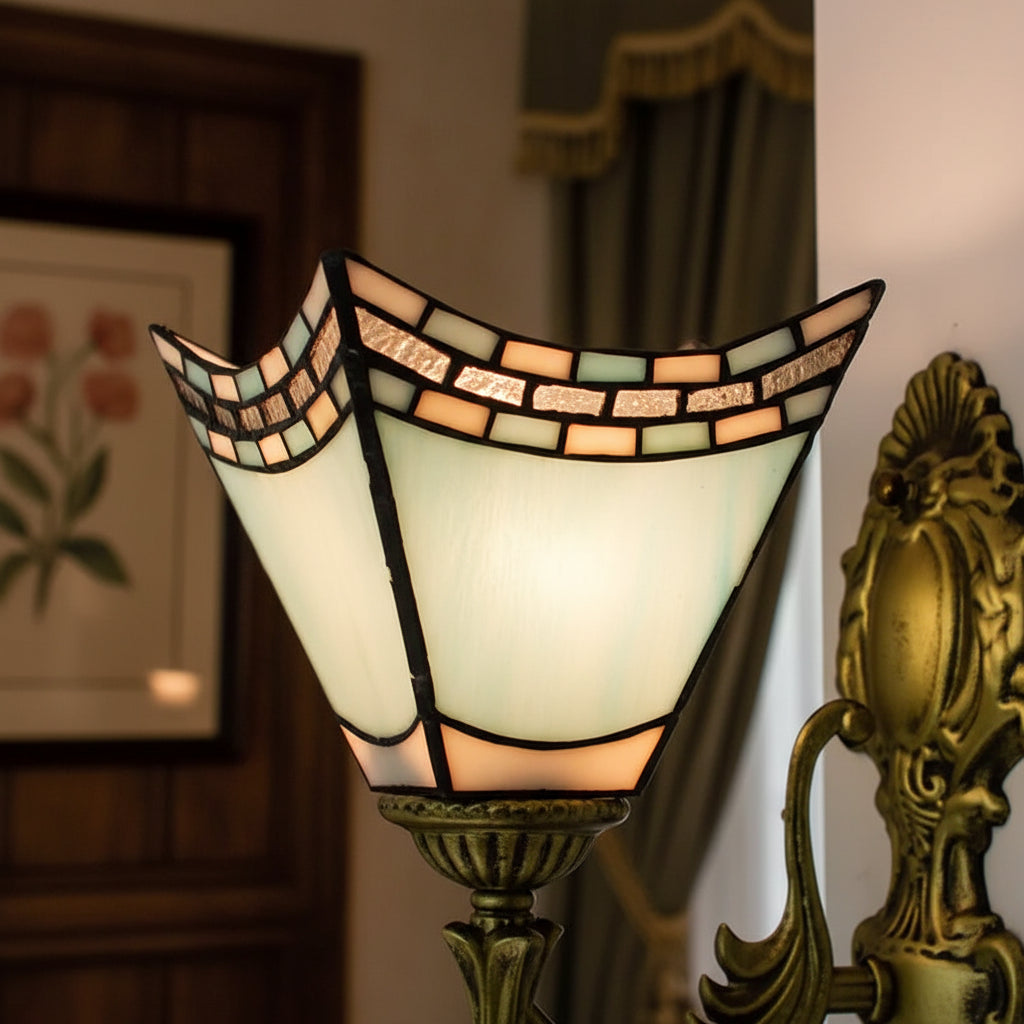 Applique Murale Vintage Type Tiffany en Métal Orné