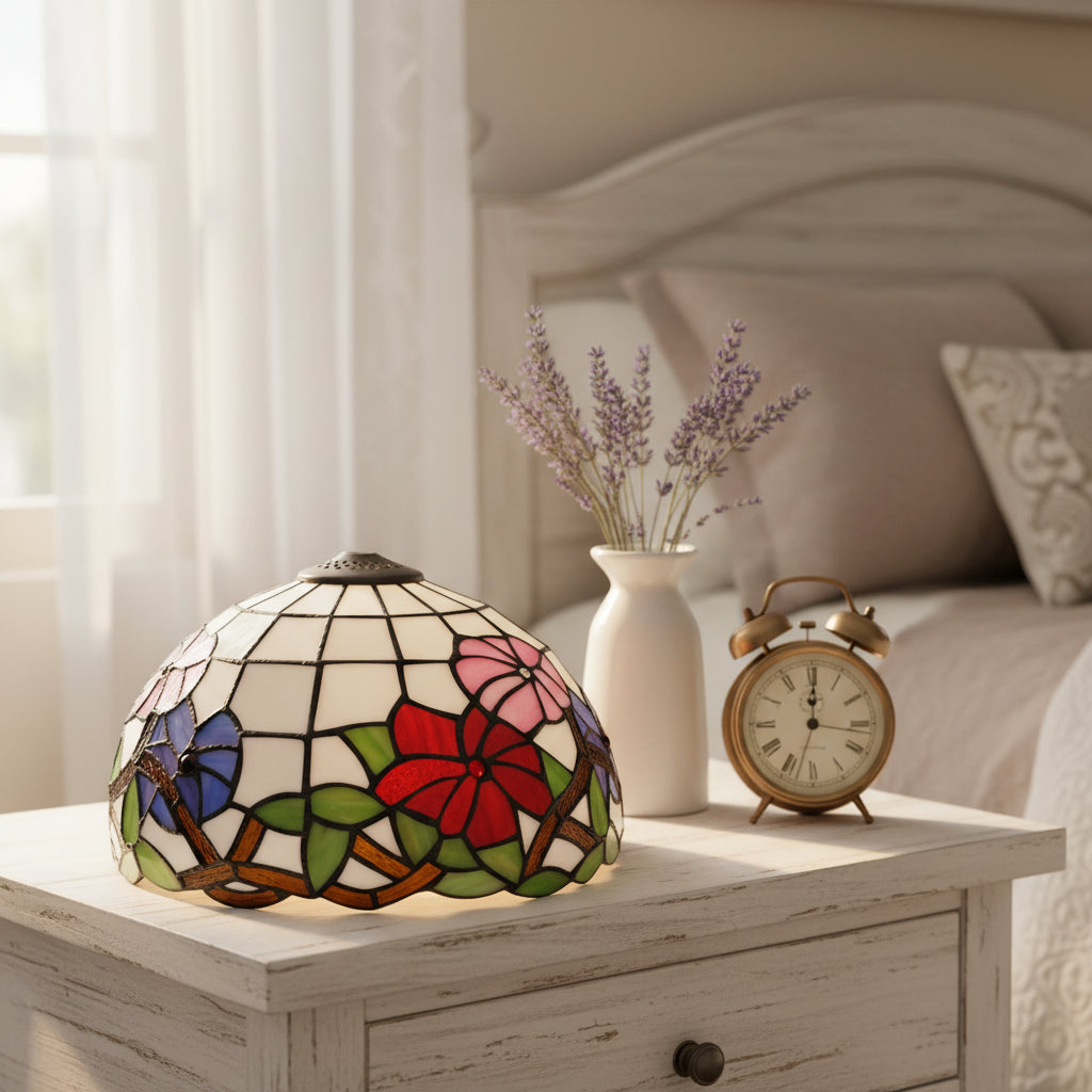 Abat-jour en Vitrail Type Tiffany Floral