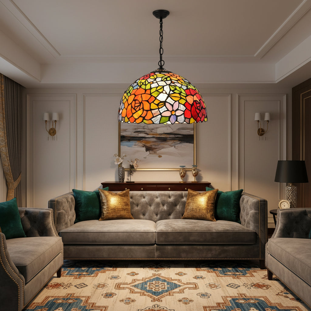 Suspension Style Tiffany Floral Multicolore